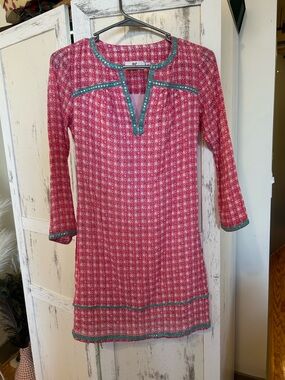 Vineyard Vines Pink and Teal Printed Tunic Dress